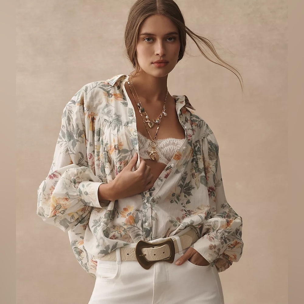 NWT! Anthropologie Pilcro Batwing Yoke Blouse -Size Small 🎥1️⃣ - Picture 1 of 5